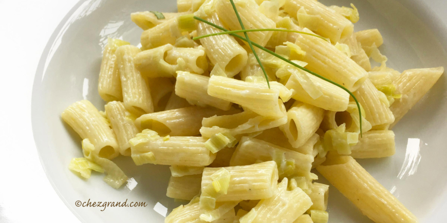 Penne aux poireau et fromage frais